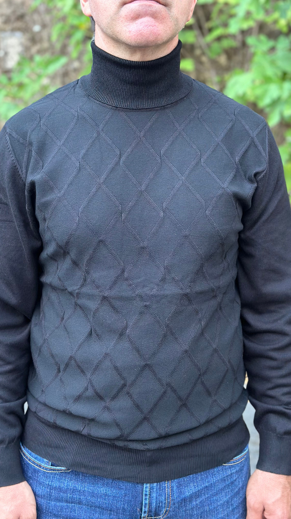 Black Check Turtleneck Sweater